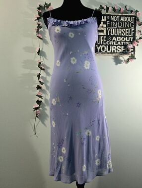 Rare Vintage 90s RALPH Ralph Lauren Lavender Floral Rayon Slip Dress Size 6
